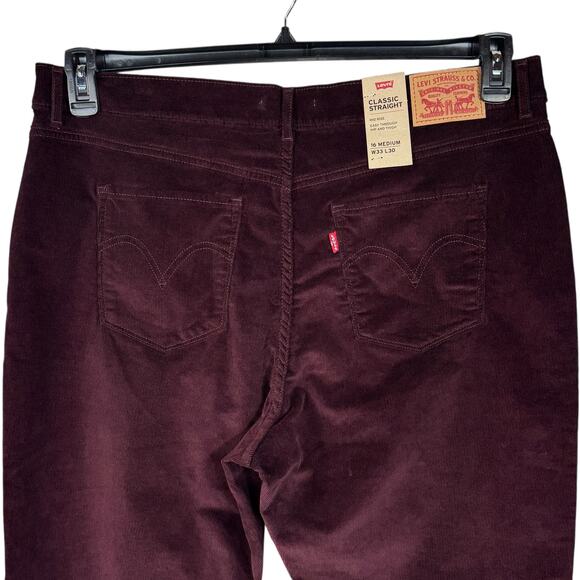 Levi’s SZ 16 Medium Classic Straight Corduroy Pants Mid-Rise Stretch Purple New - Picture 5 of 13